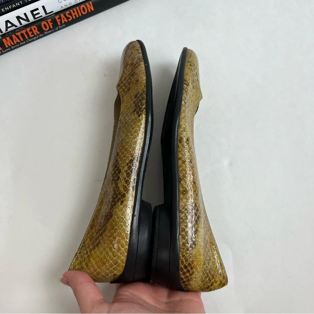 Salvatore Ferragamo Snakeskin Ballet Flats Brown Yellow Size 6B